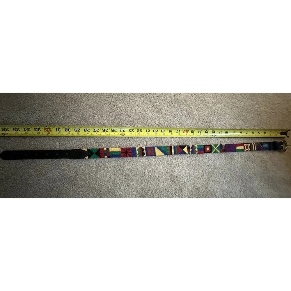 Tapestry Handwoven Guatemalan Leather Belt Around 32”